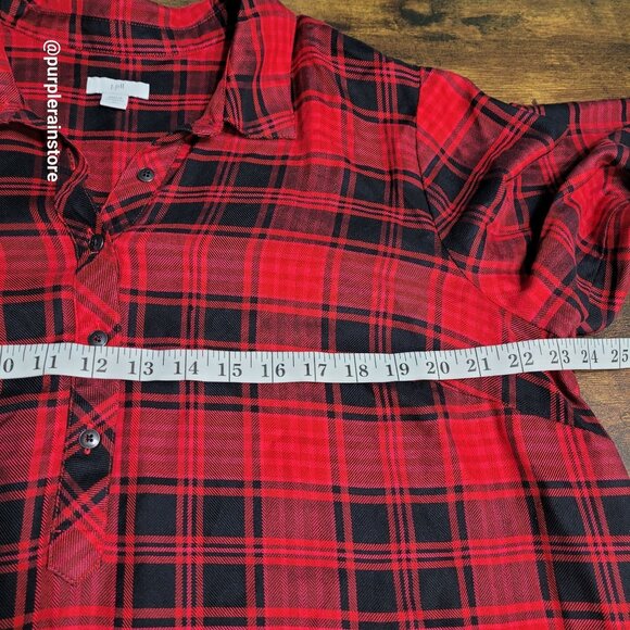 J  Jill Plaid Shirt Dress XLP Preppy Minimalist Country Girl Boho Western Boho - Picture 9 of 14